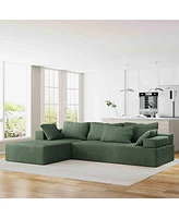 Simplie Fun Modern 4-Seat Convertible Chenille Sectional Sofa with Chaise