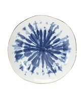 Slickblue Coastal Tie-dye Design Ceramic Plate (Set of 4)