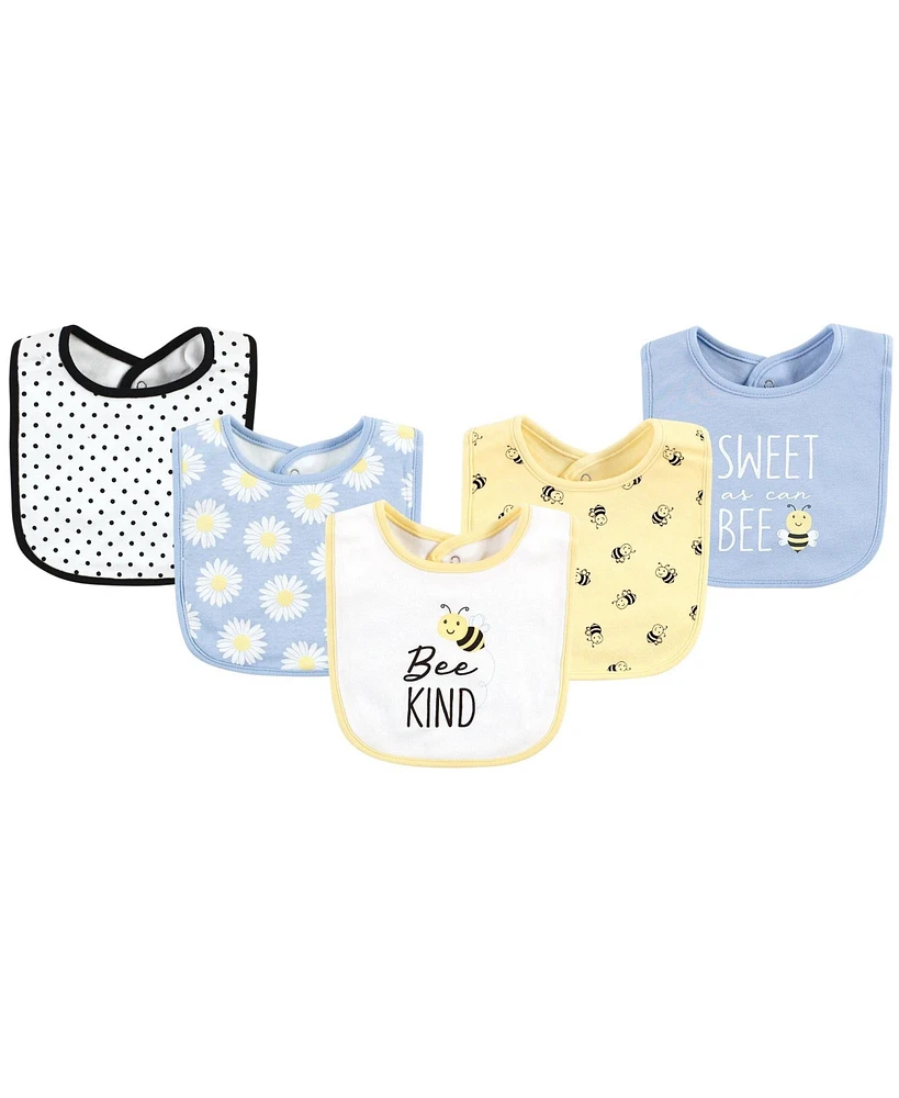 Hudson Baby Infant Girl Cotton Bibs, Bee Kind, One Size