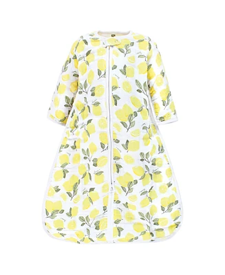Hudson Baby Baby Girls Hudson Long Sleeve Muslin Sleeping Bag, Wearable Blanket, Sleep Sack, Lemons, 6-12 Months