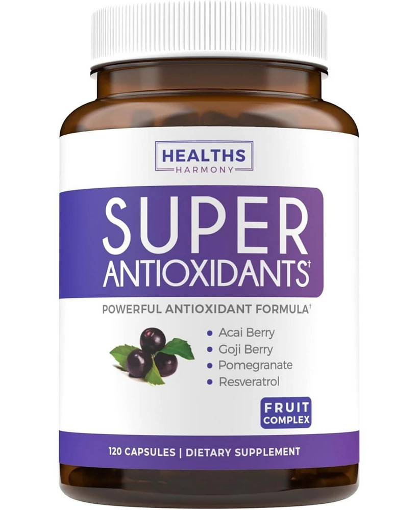 Healths Harmony Antioxidant iSuper Supplement | Powerful Super Antioxidant Food Daily Blend | Acai Berry, Goji, Pomegranate & Resveratrol | Herbal and