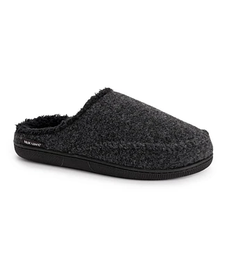 Muk Luks Men's Faux Wool Clog Slippers, Black, M (10-11)