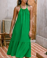 Cupshe Women's Emerald Green Backless Maxi Beach Dress