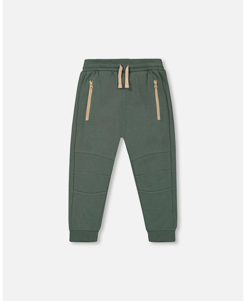 Deux par Baby Boys Fleece Sweatpants With Zip Pockets Forest Green