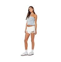 Edikted Women's Nox striped crochet tube top