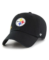 Women's '47 Brand Black Pittsburgh Steelers Confetti Icon Clean Up Adjustable Hat