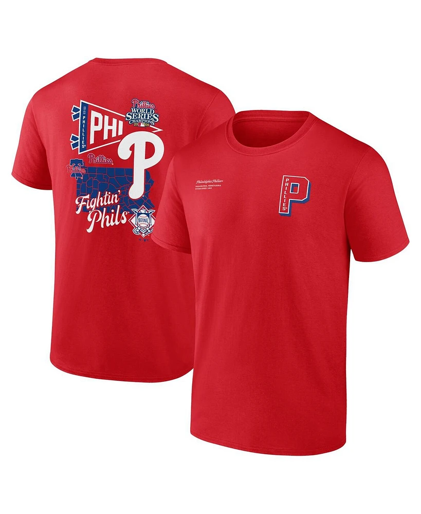 Fanatics Men's Red Philadelphia Phillies Split Zone T-Shirt