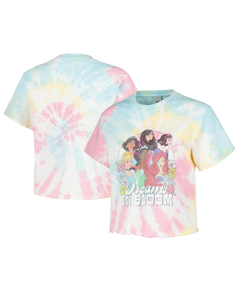 Mad Engine Men's and Women's Blue Disney Princess Dreams Bloom Tie-Dye T-Shirt