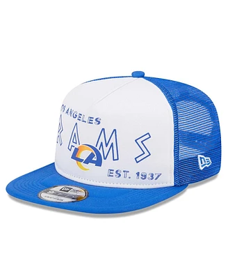 New Era Men's White/Royal Los Angeles Rams Banger 9FIFTY Trucker Snapback Hat