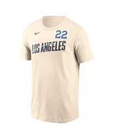 Nike Men's Clayton Kershaw Cream Los Angeles Dodgers 2024 City Connect Fuse Name Number T-Shirt