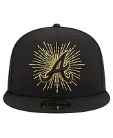 New Era Men's Black Atlanta Braves Metallic Logo 9FIFTY Snapback Hat