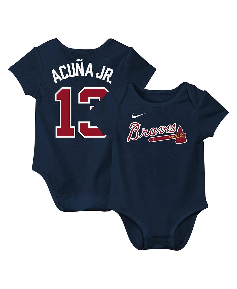 Nike Baby Ronald Acuna Jr. Navy Atlanta Braves Fuse Name Number Bodysuit