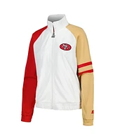 Starter Women's White San Francisco 49ers Curve Ball Raglan Full-Zip Track Jacket