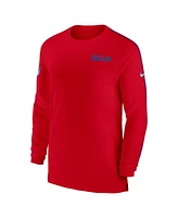 Nike Men's Red Buffalo Bills Sideline Coach Uv Performance Long Sleeve T-Shirt