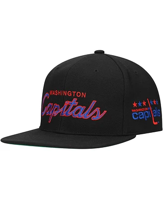 Mitchell & Ness Men's Black Washington Capitals Core Team Script 2.0 Snapback Hat