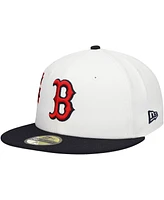 New Era Men's White/Navy Boston Red Sox Major Sidepatch 59FIFTY Fitted Hat