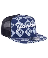 New Era Men's Navy New York Yankees Seeing Diamonds A-Frame Trucker 9FIFTY Snapback Hat