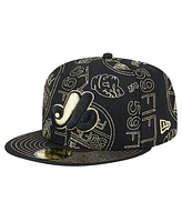 New Era Men's Black Montreal Expos 59FIFTY Day Allover Fitted Hat