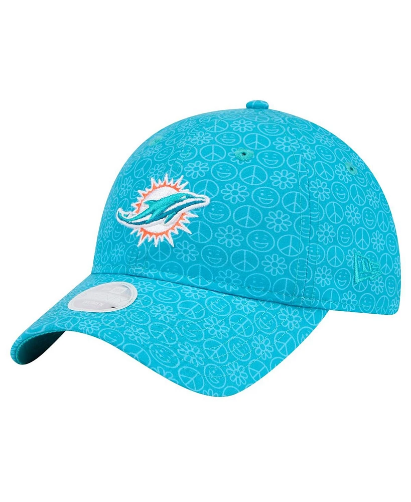 New Era Women's Aqua Miami Dolphins Smiley 9TWENTY Adjustable Hat