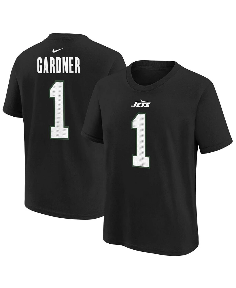 Nike Big Boys and Girls Ahmad Sauce Gardner Black New York Jets Player Name Number T-Shirt