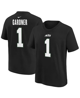 Nike Big Boys and Girls Ahmad Sauce Gardner Black New York Jets Player Name Number T-Shirt