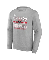 Fanatics Men's Steel Florida Panthers 2024 Stanley Cup Champions Throwback Fleece Pullover Sweatshirt