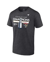 Fanatics Men's Heather Charcoal Florida Panthers 2024 Stanley Cup Champions Locker Room T-Shirt