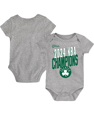 Outerstuff Baby Heather Gray Boston Celtics 2024 Nba Finals Champions Bodysuit