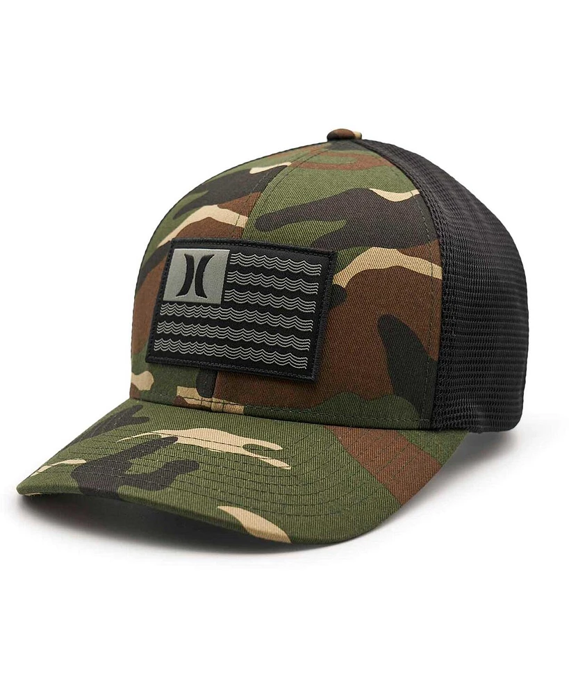 Hurley Men's Camo Icon Flag Trucker Flex Hat