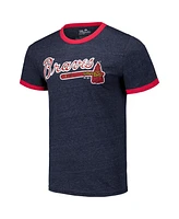 Majestic Threads Men's Navy Atlanta Braves Ringer Tri-Blend T-Shirt