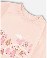 Deux par Toddler Girls Organic Cotton Two Piece Pajama Set Pink Christmas Cookies - Toddler|Child