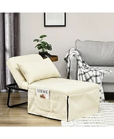 Homcom Folding Sofa Bed 4 in 1 Multi-Function Sleeper Chair Bed Ottoman for Home Cream