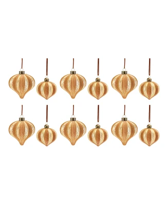 Slickblue Ribbed Glass Onion Ornament (Set of 12)