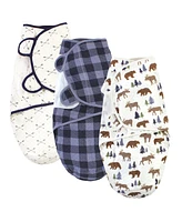 Hudson Baby Baby Boys Quilted Cotton Swaddle Wrap 3pk, Moose Bear, 0-3 Months