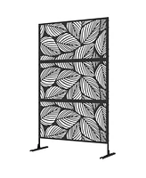 Outsunny Metal Privacy Screen 6.5' Outdoor Divider Leaf Motif