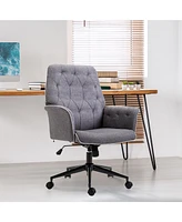 Homcom Modern Mid-Back Home Office Computer Adjustable Chair w/ Padded Arms, Dark Grey