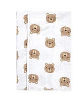 Hudson Baby Infant Boy Cotton Flannel Burp Cloths and Receiving Blankets, 14-Piece, Little Bear, One Size