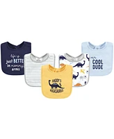 Hudson Baby Infant Boys Cotton Bibs Set, Hugasaurus, One Size