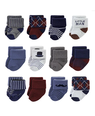 Hudson Baby Boys Cotton Rich Newborn and Terry Socks, Gentleman 12-Pack - 12