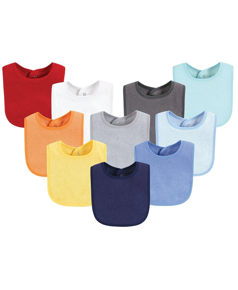 Hudson Baby Drooler Bib with Waterproof Lining, One 10-Pack