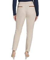 Tommy Hilfiger Women's Faux-Leather-Trim Ankle Pants