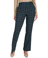 Tommy Hilfiger Women's Checked Mid Rise Bootcut Pants