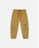 Deux par Little Boys Stretch Twill Cargo Jogger Pants Dark Beige - Toddler|Child