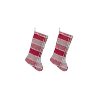 Slickblue Frayed Cotton Plaid Christmas Stocking (Set of 2)