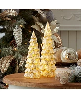 Slickblue Led Glittered Glass Tree Decor (Set of 2)