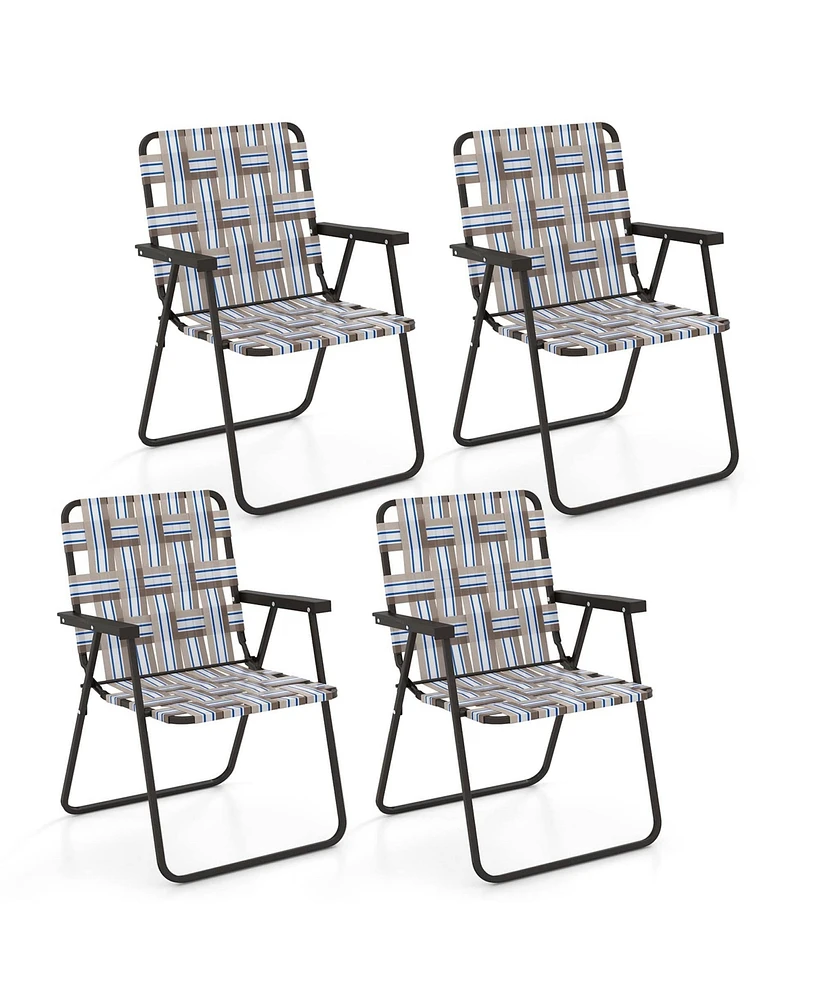 Costway 4 Pcs Folding Beach Chair Camping Lawn Webbing Chair Lightweight 1 Position