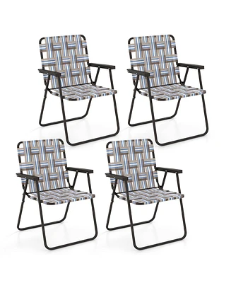 Costway 2PCS Folding Beach Chair Camping Lawn Webbing Lightweight 1 Position