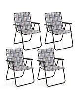 Costway 2PCS Folding Beach Chair Camping Lawn Webbing Lightweight 1 Position