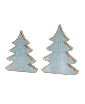 Slickblue Festive Tree Theme Wood Decor (Set of 2)