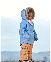 Deux par Baby Boy Two Piece Snowsuit Blue Printed Bear Face And Doe - Infant|Toddler